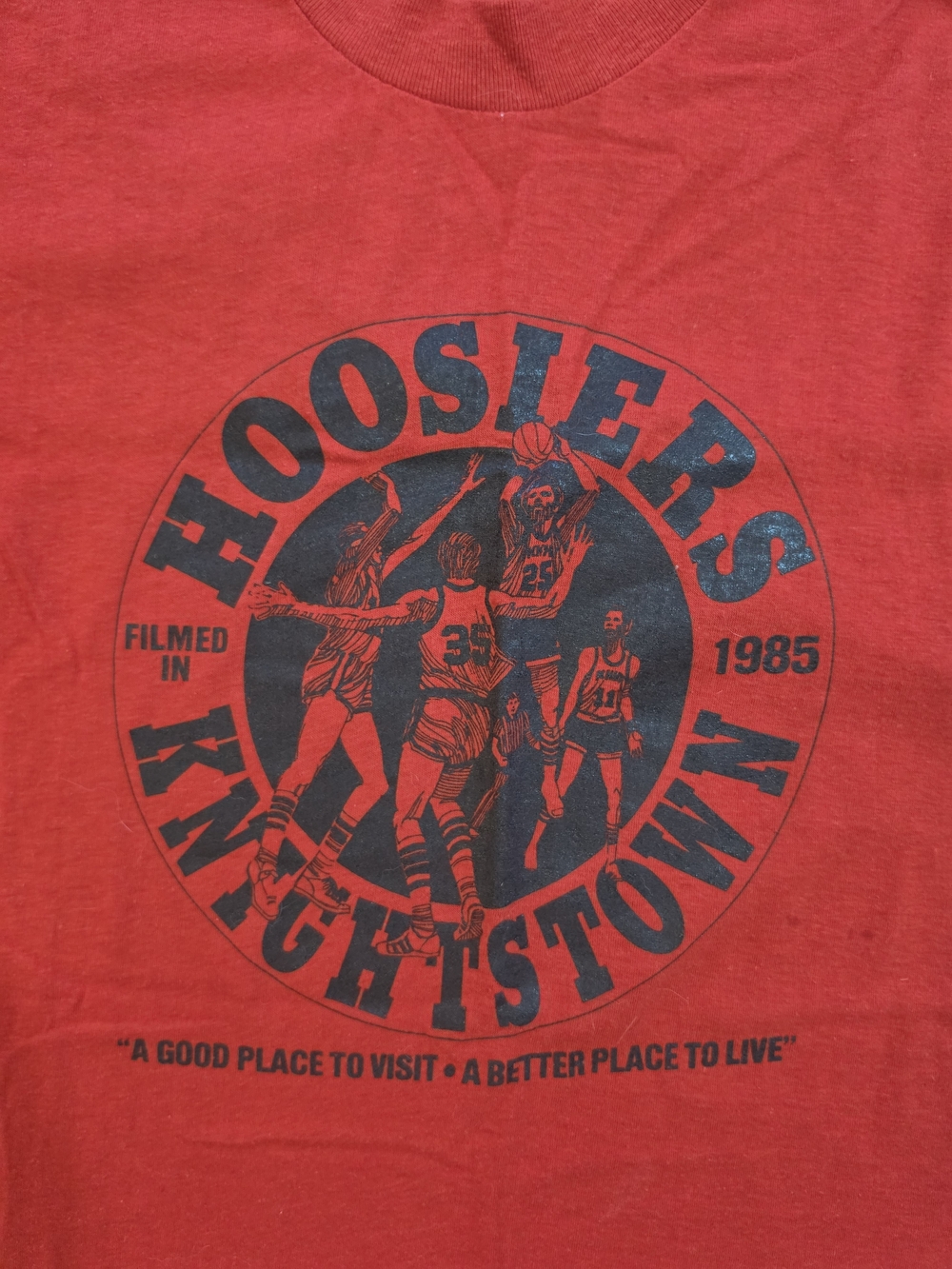 Rare Vintage Single Stich College Hoosiers Knightstown Graphic Tee Red Sz Large